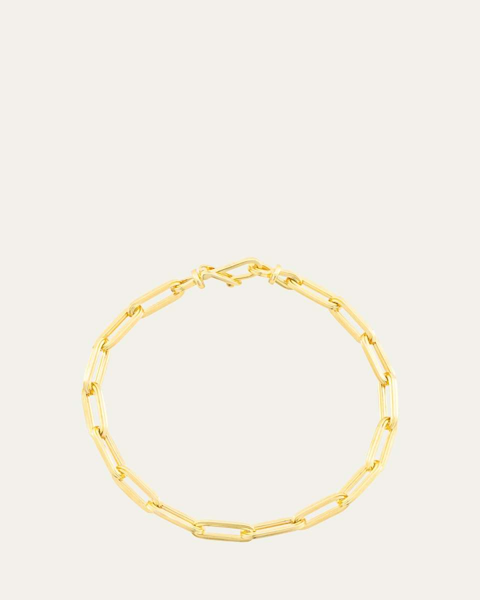 18K Yellow Gold Medium Rectangular Link Chain Bracelet